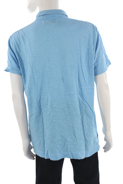 Orlebar Brown Mens Short Sleeve Collared Pocket Polo Shirt Blue Cotton Size 2XL