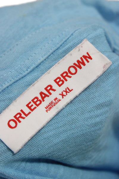 Orlebar Brown Mens Short Sleeve Collared Pocket Polo Shirt Blue Cotton Size 2XL