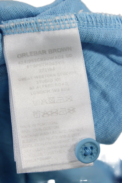 Orlebar Brown Mens Short Sleeve Collared Pocket Polo Shirt Blue Cotton Size 2XL