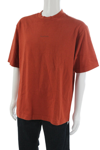 ACNE Studios Mens Designer Orange Cotton Crew Neck Short Sleeve T-Shirt Size M
