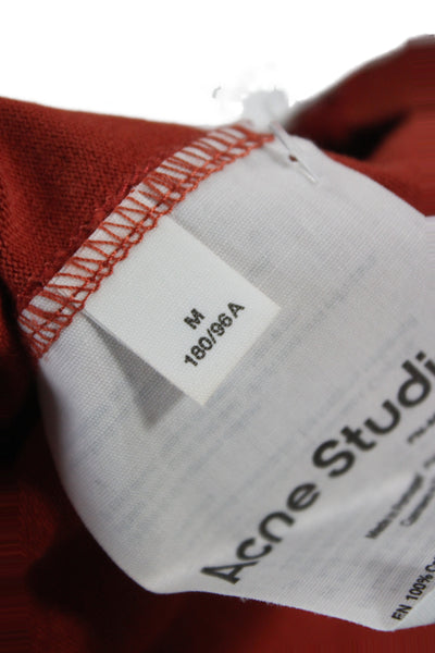 ACNE Studios Mens Designer Orange Cotton Crew Neck Short Sleeve T-Shirt Size M