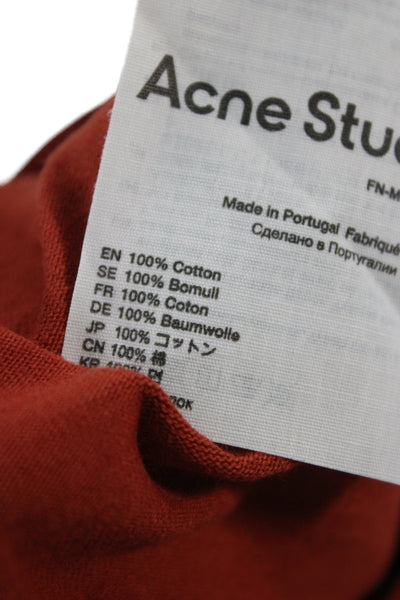 ACNE Studios Mens Designer Orange Cotton Crew Neck Short Sleeve T-Shirt Size M