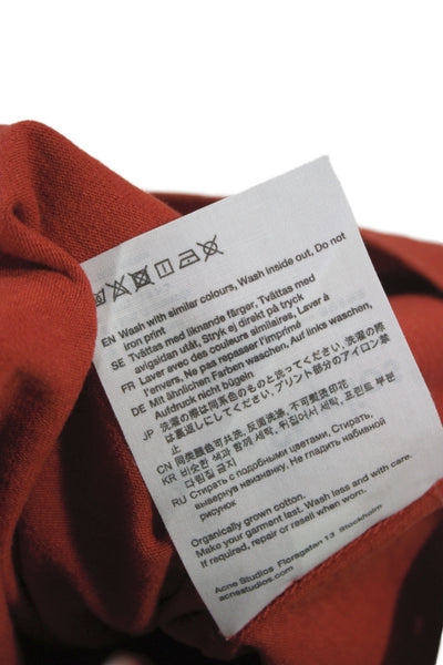 ACNE Studios Mens Designer Orange Cotton Crew Neck Short Sleeve T-Shirt Size M
