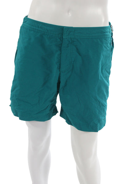Orlebar Brown Mens Zipper Fly Lightweight Swim Trunks Teal Size 34