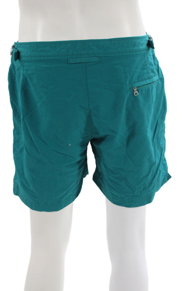 Orlebar Brown Mens Zipper Fly Lightweight Swim Trunks Teal Size 34