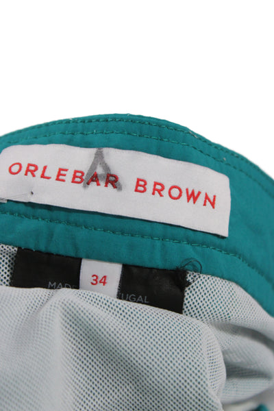 Orlebar Brown Mens Zipper Fly Lightweight Swim Trunks Teal Size 34