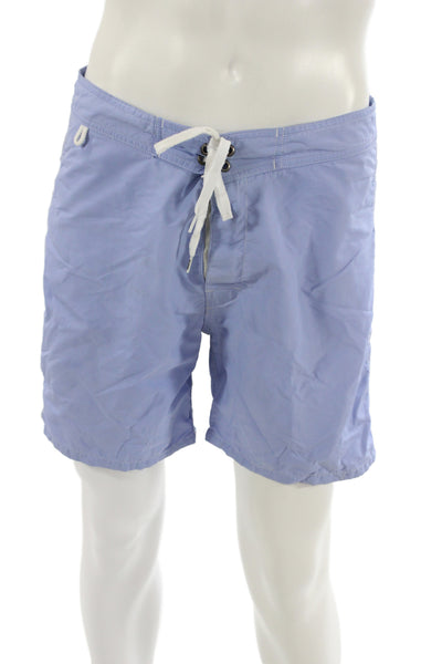 Sundek Mens Double Drawstring Lightweight Swim Trunks Blue Size Medium
