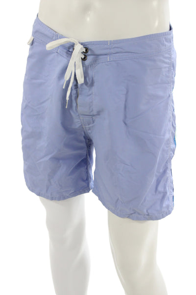 Sundek Mens Double Drawstring Lightweight Swim Trunks Blue Size Medium