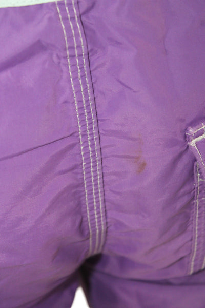 Sundek Mens Double Drawstring Striped Trim Swim Trunks Purple Size 32