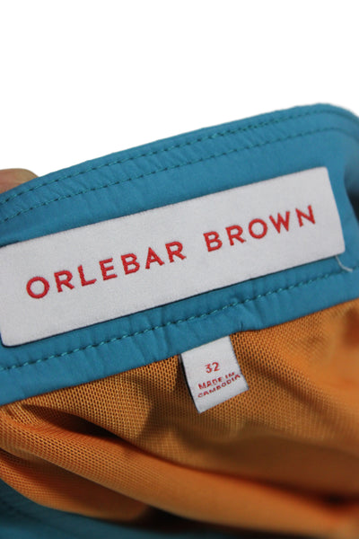 Orlebar Brown Mens Zipper Fly Lightweight Swim Trunks Ocean Blue Size 32