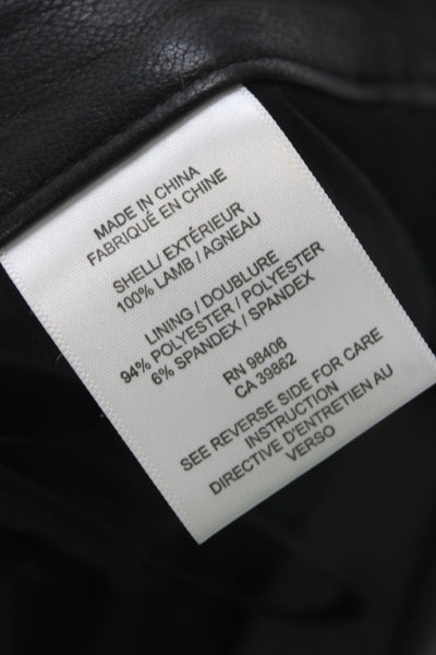 Theory Unisex Black Biker Lamb Shorts Button Closure Solid Size 2