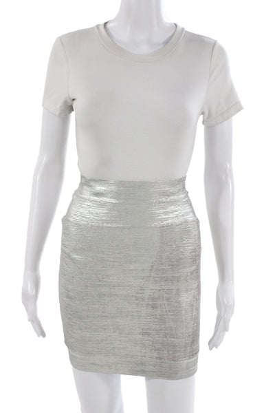 Herve Leger Women Bandage Mini Skirt Gray Size XS