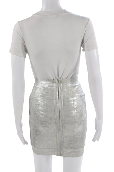 Herve Leger Women Bandage Mini Skirt Gray Size XS