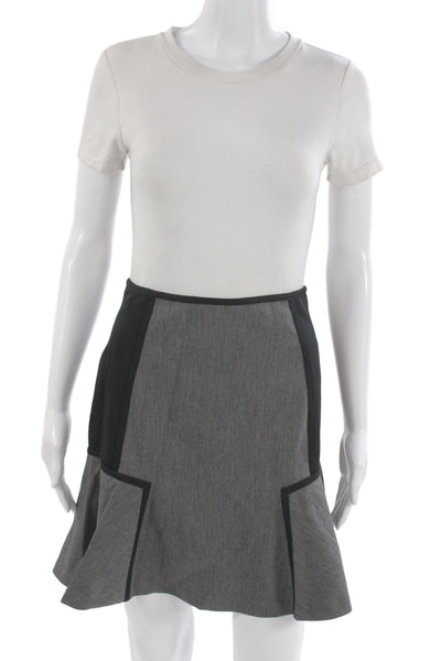 DKNY Womens A-Line Flare Leather Mini Skirt Black Size 0