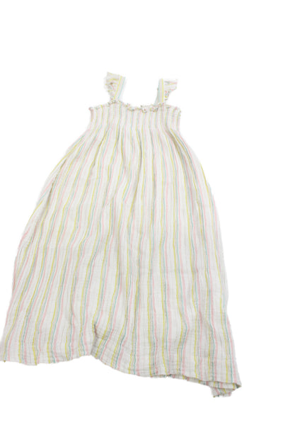 Bonpoint Girls Striped Smocked Ruffle Sleeveless A-line Dress Multicolor Size 6