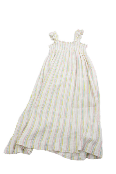 Bonpoint Girls Striped Smocked Ruffle Sleeveless A-line Dress Multicolor Size 6