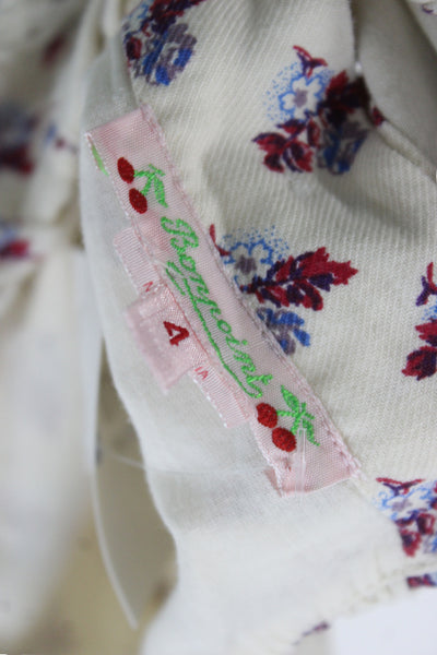 Bonpoint Girls Floral Print Collar Long Sleeve A-Line Dress White Combo Sz 4