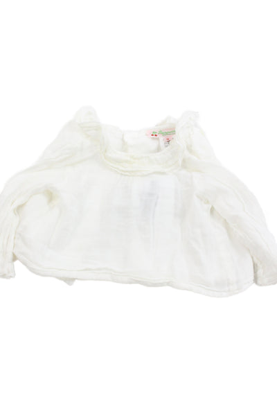 Bonpoint Girls Cotton Collar Long Sleeve Top White Size 3