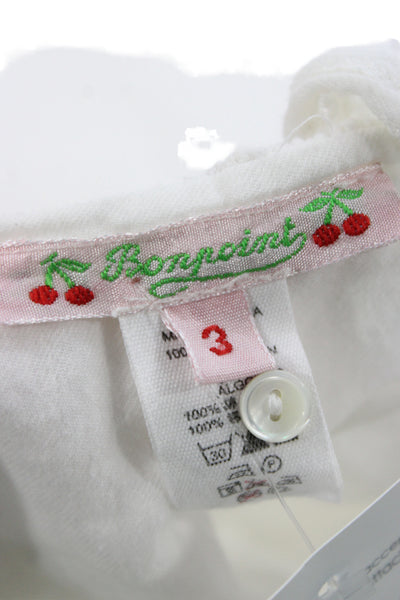 Bonpoint Girls Cotton Collar Long Sleeve Top White Size 3