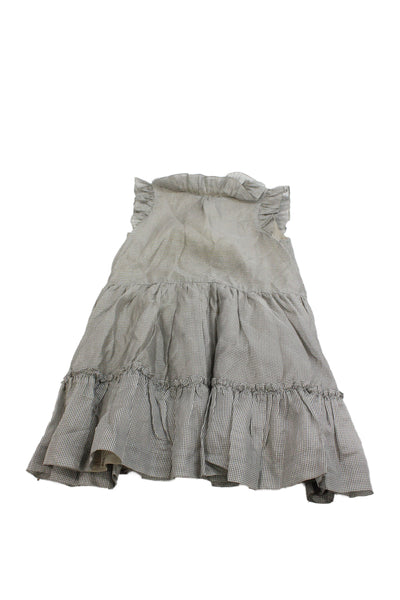 Bonpoint Girls Plaid Ruffle Detail Sleeveless Shift Dress Black Size 8