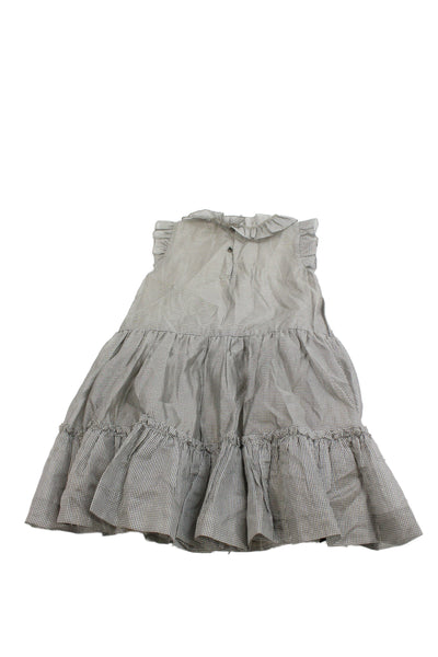 Bonpoint Girls Plaid Ruffle Detail Sleeveless Shift Dress Black Size 8