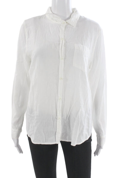 Lacausa Women Basic Collared Button-Up Cotton Long Sleeve Shirt Size S