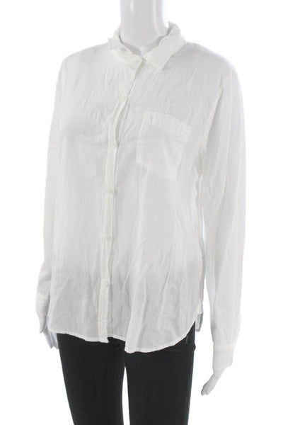 Lacausa Women Basic Collared Button-Up Cotton Long Sleeve Shirt Size S