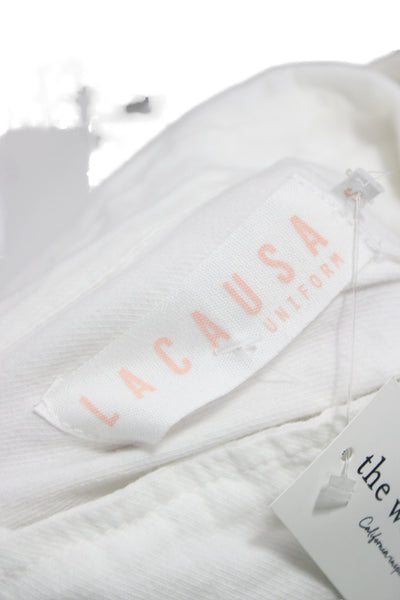 Lacausa Women Basic Collared Button-Up Cotton Long Sleeve Shirt Size S