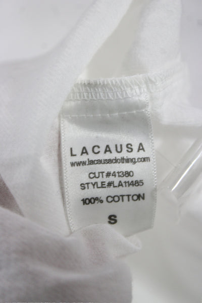 Lacausa Women Basic Collared Button-Up Cotton Long Sleeve Shirt Size S