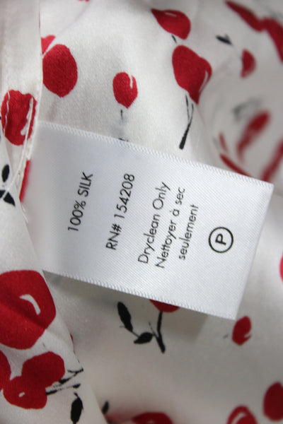 HVN Womens Red 100% Silk Collared Shirt Maxi Dress Short Sleeve Button Size 2