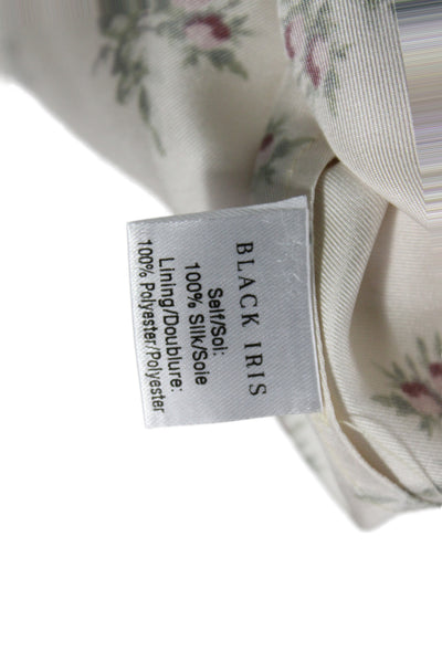 Black Iris Womens Maxi Shirt Dress Beige Silk Floral Short Sleeve Size 0