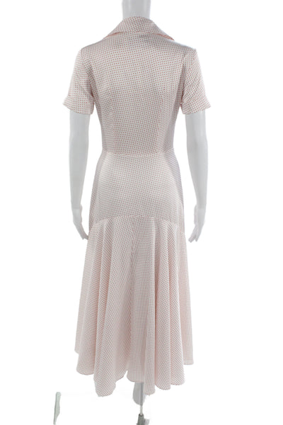 Alexis Womens Shirt Dress White Polka Dot Collared Short Sleeve Button Size XS