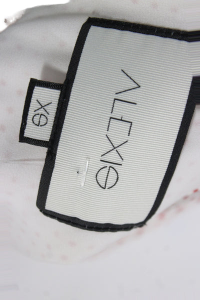 Alexis Womens Shirt Dress White Polka Dot Collared Short Sleeve Button Size XS