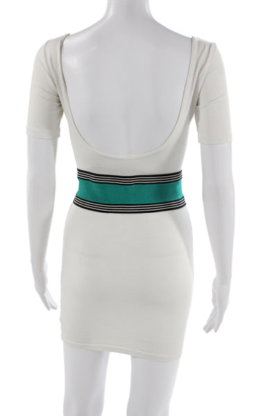 Missoni Womens Cotton Striped Snap Elastic Wide Belt Green Size 42