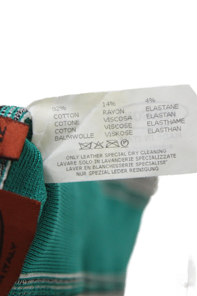 Missoni Womens Cotton Striped Snap Elastic Wide Belt Green Size 42