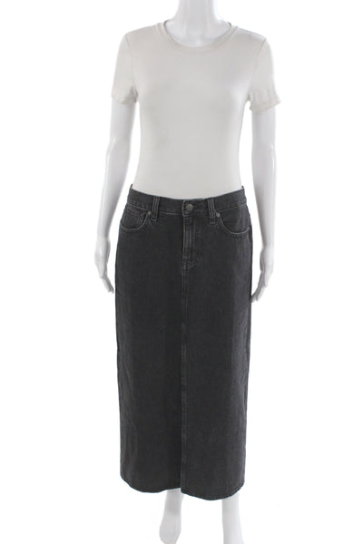 Madewell Womens Dark Gray Straight Pencil Maxi 100% Cotton Skirt Size 26