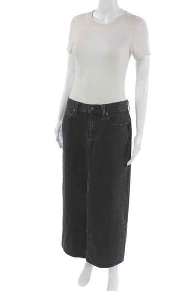 Madewell Womens Dark Gray Straight Pencil Maxi 100% Cotton Skirt Size 26