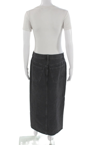 Madewell Womens Dark Gray Straight Pencil Maxi 100% Cotton Skirt Size 26
