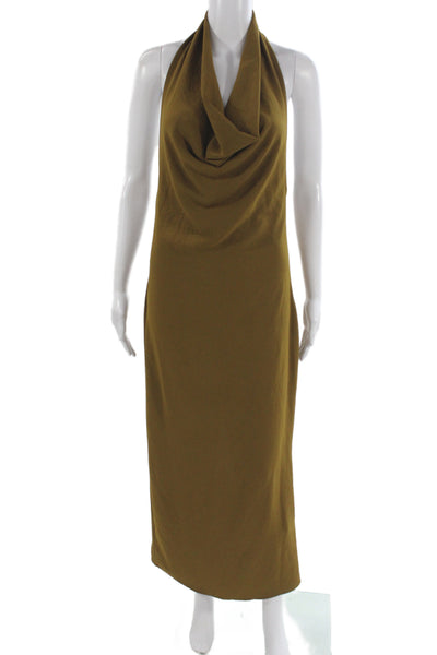 Zara Women Brown Sleeveless Zip Maxi Slip Dress Size S