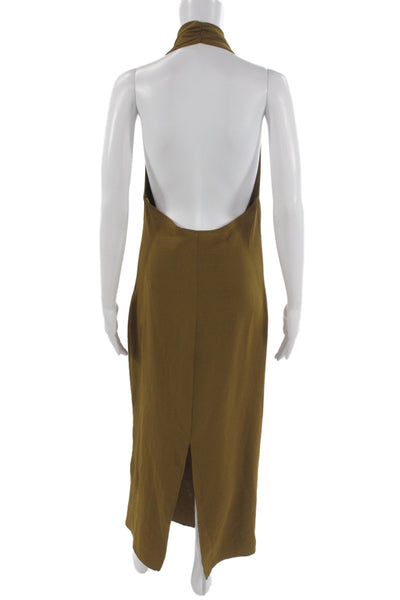 Zara Women Brown Sleeveless Zip Maxi Slip Dress Size S