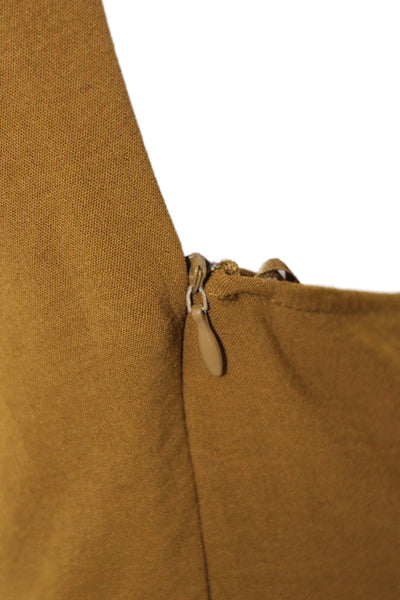 Zara Women Brown Sleeveless Zip Maxi Slip Dress Size S