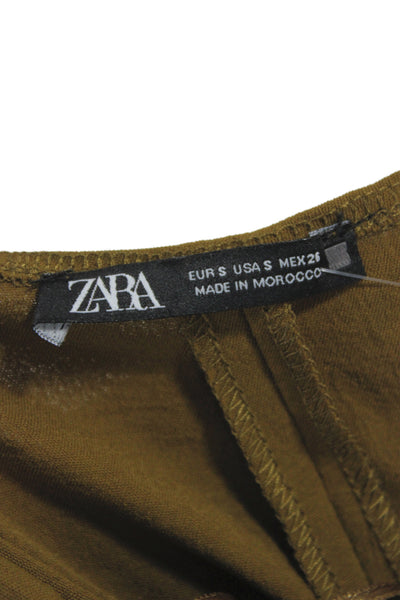 Zara Women Brown Sleeveless Zip Maxi Slip Dress Size S