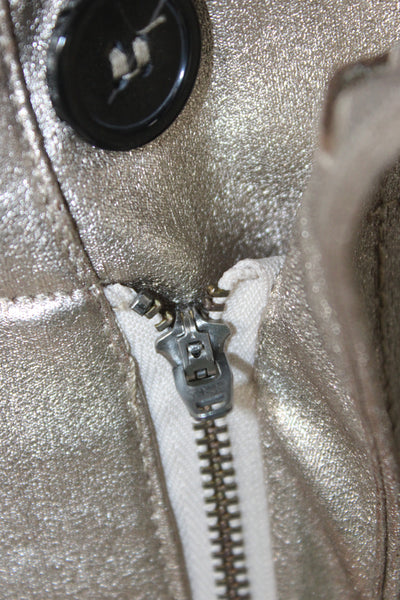 Maeve Anthropologie Women Dress Pants Beige Metallic Button Solid Size 27