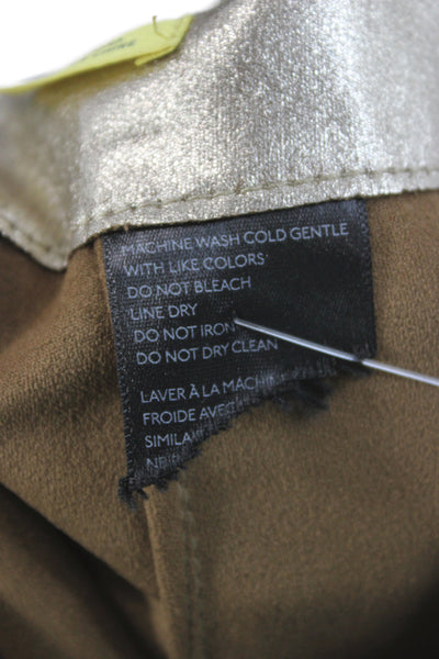 Maeve Anthropologie Women Dress Pants Beige Metallic Button Solid Size 27