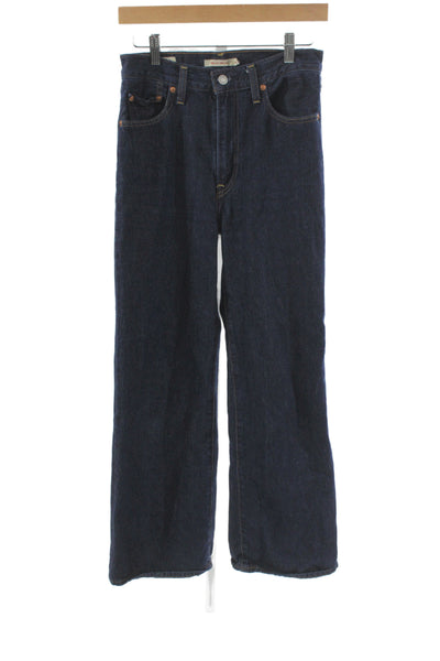 Levi's Unisex Wide-Leg Jeans Dark Blue Mid Rise Button 100% Cotton Size 26