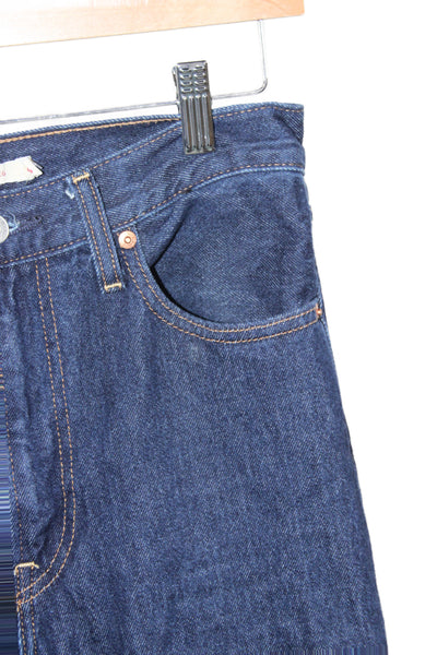 Levi's Unisex Wide-Leg Jeans Dark Blue Mid Rise Button 100% Cotton Size 26