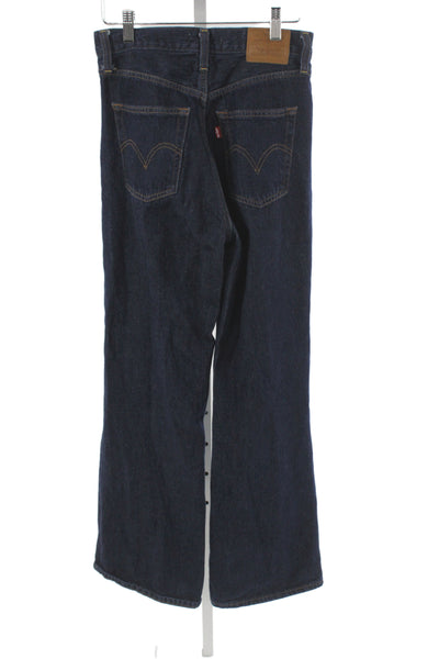 Levi's Unisex Wide-Leg Jeans Dark Blue Mid Rise Button 100% Cotton Size 26