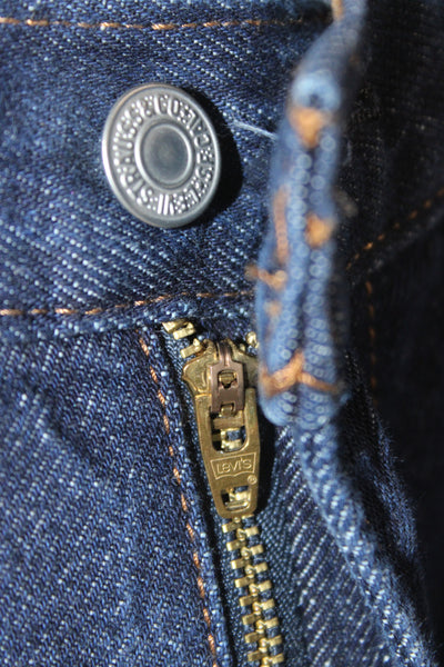 Levi's Unisex Wide-Leg Jeans Dark Blue Mid Rise Button 100% Cotton Size 26