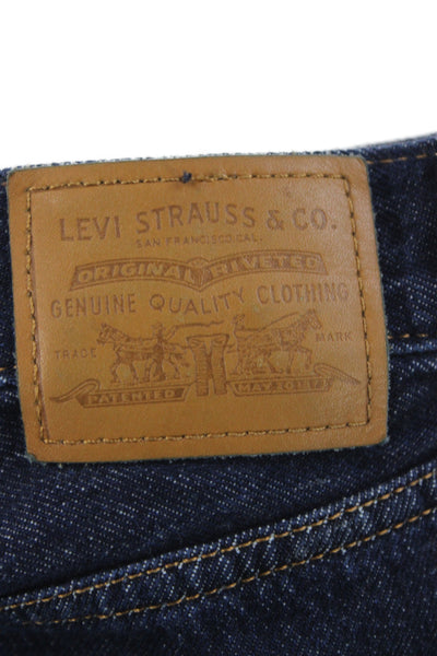 Levi's Unisex Wide-Leg Jeans Dark Blue Mid Rise Button 100% Cotton Size 26