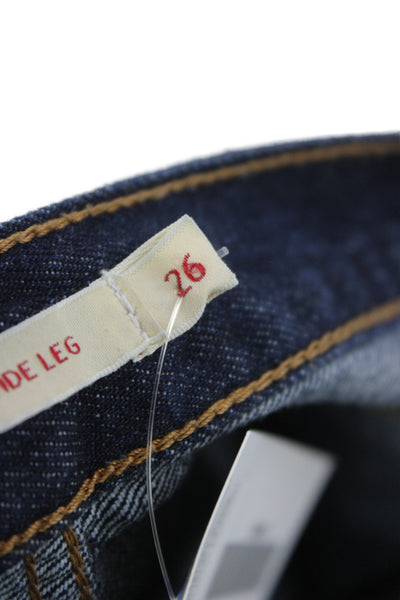 Levi's Unisex Wide-Leg Jeans Dark Blue Mid Rise Button 100% Cotton Size 26